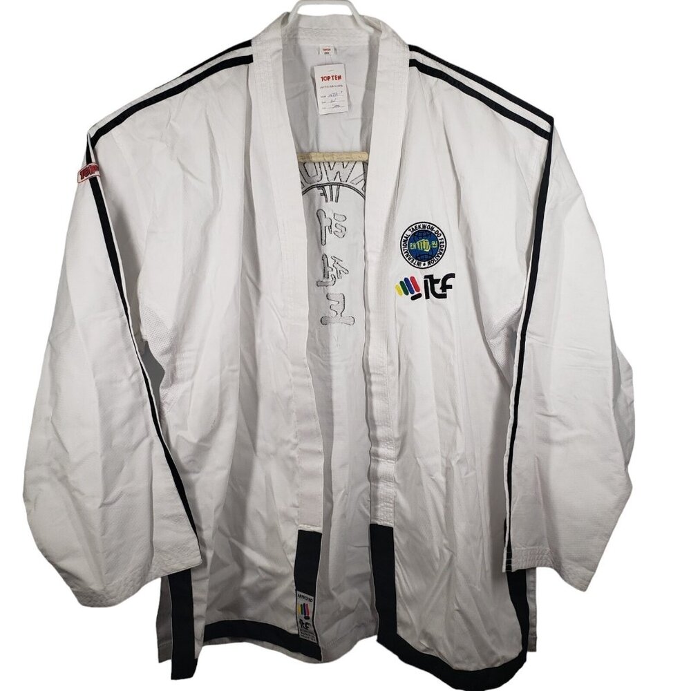 TOP TEN Taekwondo Uniform ITF Approved Size XL 200cm TKD White Mod16791-1 Unisex